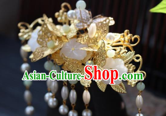 Top Grade Chinese Ancient Queen Golden Butterfly Hairpins Traditional Hair Accessories Headdress for Women
