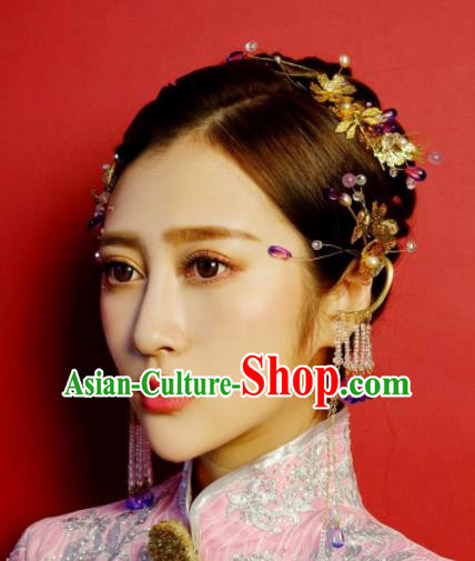 Top Grade Chinese Ancient Bride Wedding Hairpins Tassel Step Shake Traditional Hair Accessories Headdress for Women