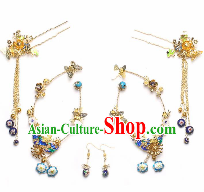 Top Grade Chinese Ancient Bride Wedding Tassel Hairpins Traditional Hair Accessories Headdress for Women
