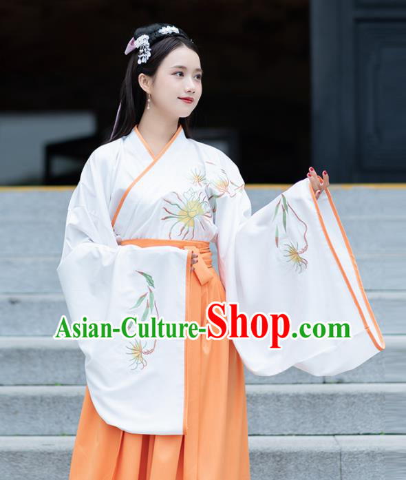 Traditional Ancient Chinese Jin Dynasty Princess Embroidered Replica Costume for Women