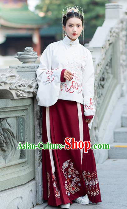 Traditional Chinese Ming Dynasty Hanfu Dress Ancient Nobility Lady Embroidered Replica Costume for Women