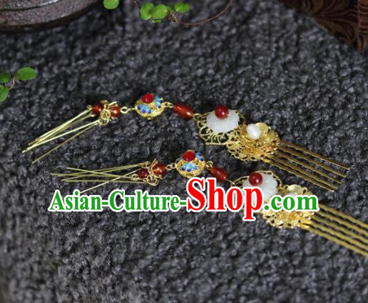 Handmade Chinese Ancient Bride Tassel Hair Combs Traditional Hair Accessories Headdress for Women