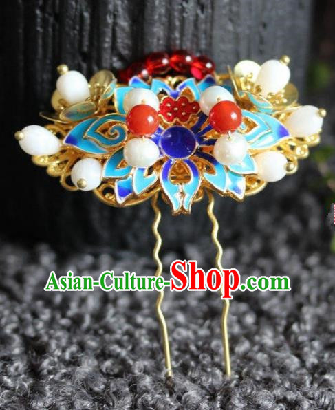 Handmade Chinese Ancient Blueing Hairpins Traditional Hair Accessories Headdress for Women