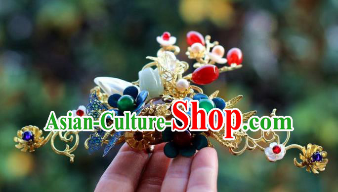 Handmade Chinese Ancient Princess Blueing Hairpins Traditional Hair Accessories Headdress for Women