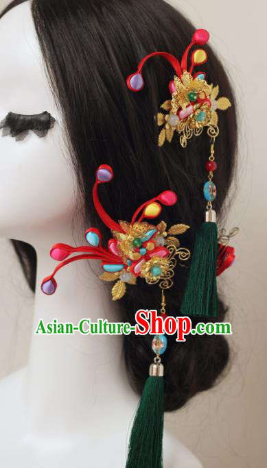 Handmade Chinese Ancient Wedding Tassel Hair Claws Traditional Hair Accessories Headdress for Women