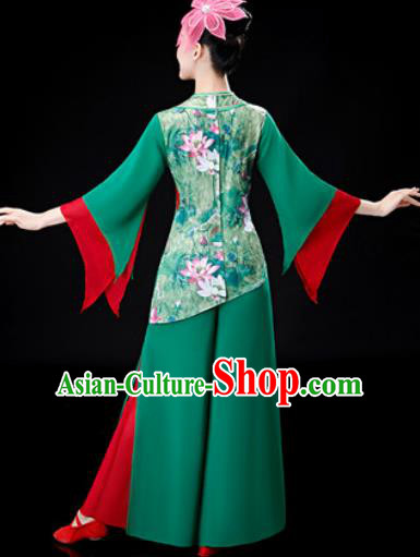 Chinese Traditional Folk Dance Green Clothing Yangko Group Dance Stage Performance Costume for Women