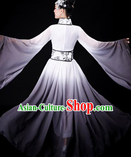 Chinese Traditional Classical Dance Grey Dress Umbrella Dance Stage Performance Costume for Women