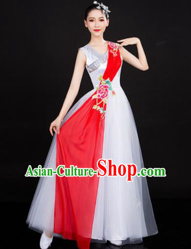 Chinese Traditional Spring Festival Gala Opening Dance White Veil Dress Peony Dance Stage Performance Costume for Women