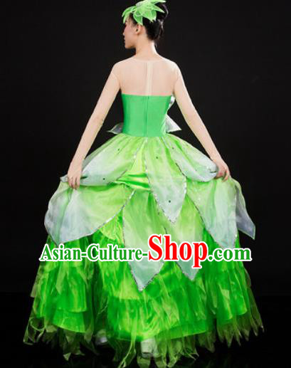 Chinese Traditional Spring Festival Gala Opening Dance Green Dress Peony Dance Stage Performance Costume for Women