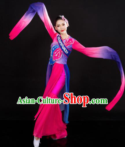 Chinese Traditional Folk Dance Rosy Clothing Yangko Group Dance Stage Performance Costume for Women