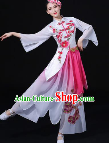 Chinese Traditional Classical Dance Embroidered Dress Umbrella Dance Stage Performance Costume for Women