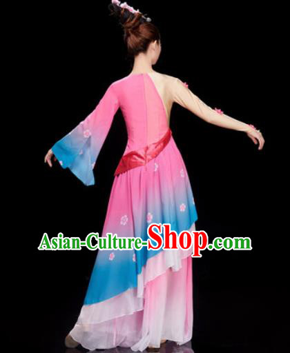 Chinese Traditional Umbrella Dance Pink Dress Classical Dance Stage Performance Costume for Women