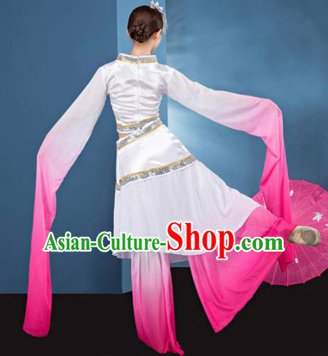 Chinese Traditional Umbrella Dance Pink Dress Classical Lotus Dance Stage Performance Costume for Women