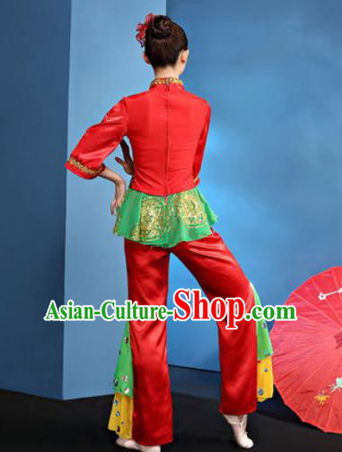 Traditional Chinese Folk Dance Yangko Stage Show Clothing Group Fan Dance Costume for Women