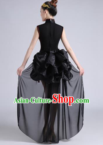 Traditional Chinese Folk Dance Drum Dance Black Clothing Yangko Dance Costume for Women