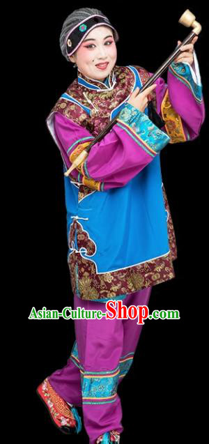 Chinese Traditional Peking Opera Old Women Blue Clothing Classical Beijing Opera Matchmaker Costume for Adults