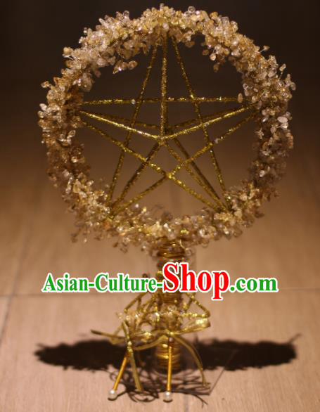 Chinese Traditional Wedding Bridal Bouquet Golden Star Hand Flowers for Women