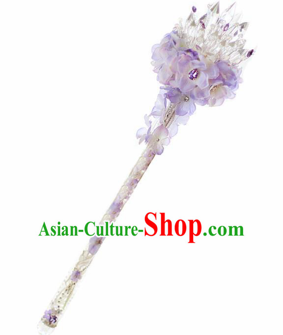 Chinese Traditional Wedding Bridal Bouquet Hand Purple Flowers Crystal Bunch for Women