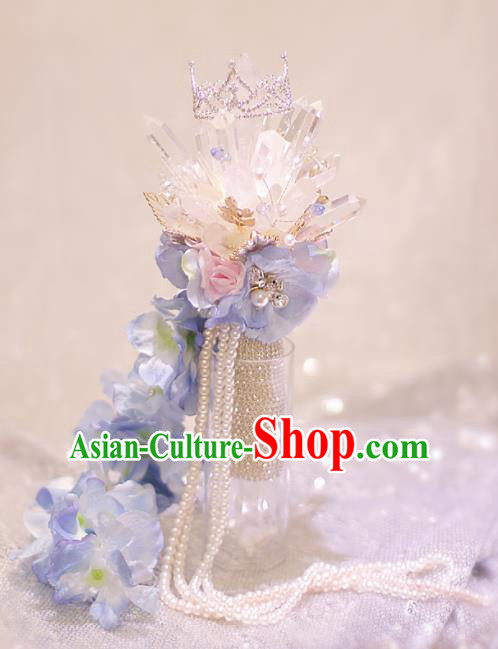 Chinese Traditional Wedding Bridal Bouquet Hand Crystal Bunch Scepter for Women