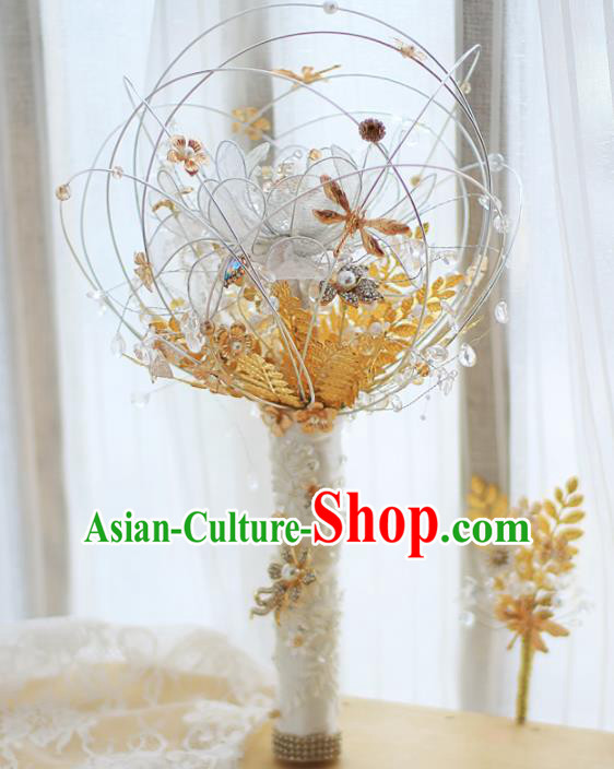 Chinese Traditional Wedding Bridal Bouquet Hand White Flowers Bunch for Women