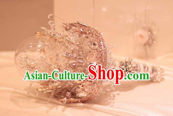 Top Grade Wedding Bridal Bouquet Hand Crystal Royal Crown Bunch for Women