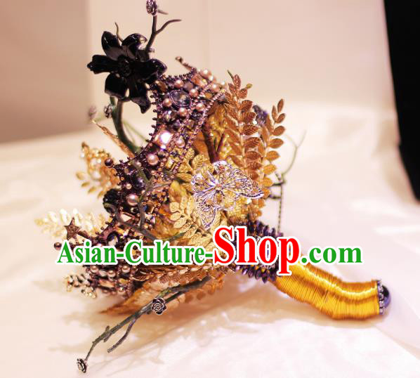 Chinese Traditional Wedding Bridal Bouquet Hand Royal Crown Bunch for Women