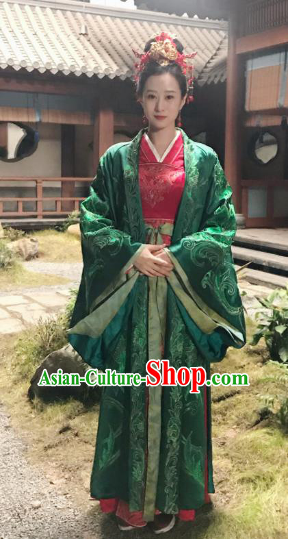 The Story Of MingLan Chinese Drama Ancient Song Dynasty Wedding Embroidered Historical Costume and Headpiece for Women