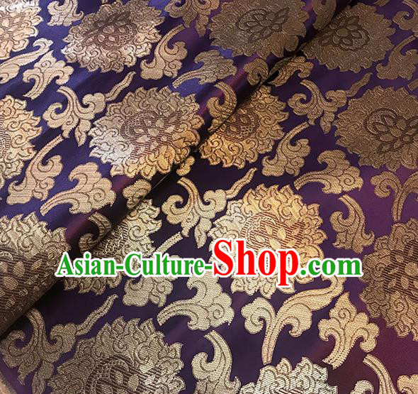 Asian Chinese Twine Lotus Pattern Purple Brocade Fabric Traditional Silk Fabric Tang Suit Material