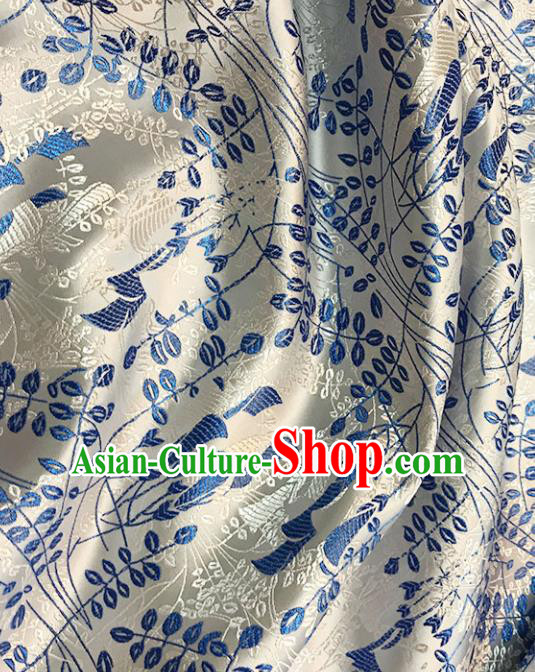 Asian Chinese Royal Pattern White Brocade Fabric Traditional Silk Fabric Tang Suit Material