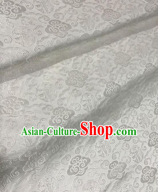 Asian Chinese Royal Clouds Pattern White Brocade Fabric Traditional Silk Fabric Tang Suit Material