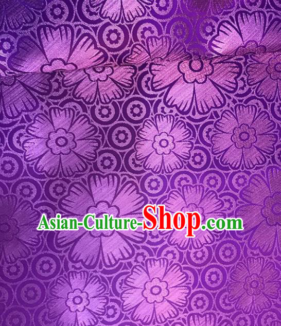 Asian Chinese Royal Flowers Pattern Purple Brocade Fabric Traditional Silk Fabric Tang Suit Material