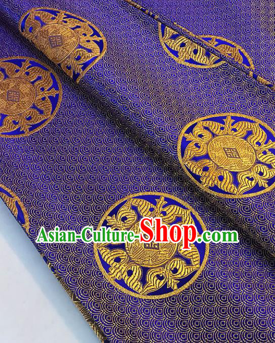 Asian Chinese Royal Scale Pattern Purple Brocade Fabric Traditional Silk Fabric Tang Suit Material