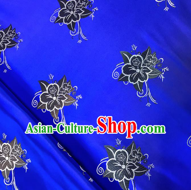 Asian Chinese Royal Pentas Pattern Royalblue Brocade Fabric Traditional Silk Fabric Tang Suit Material