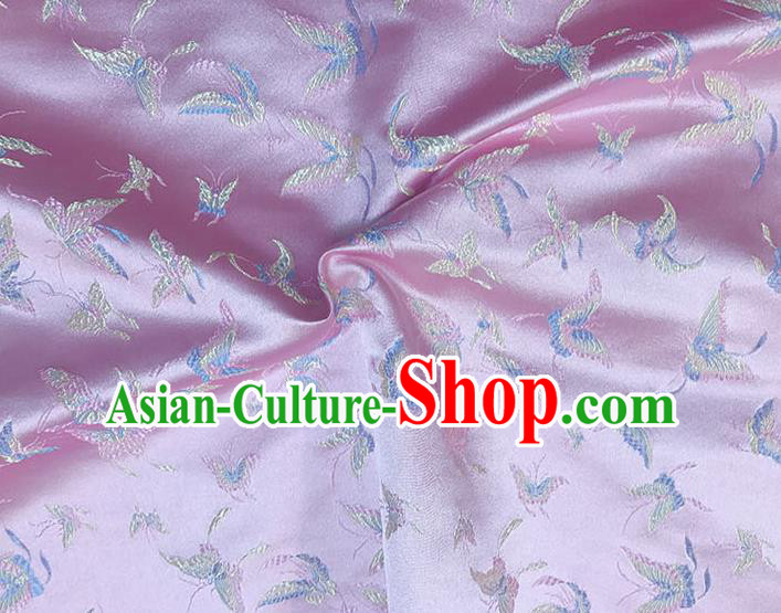 Asian Chinese Royal Embroidery Butterfly Pattern Pink Brocade Fabric Traditional Silk Fabric Kimono Material