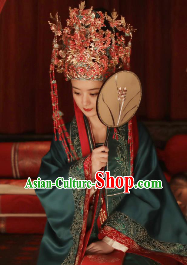 Drama The Story Of MingLan Chinese Ancient Song Dynasty Marquise Wedding Embroidered Historical Costume and Headpiece for Women