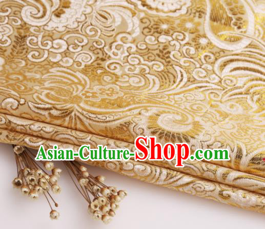 Asian Chinese Traditional Pipa Flowers Pattern Yellow Nanjing Brocade Fabric Tang Suit Silk Material