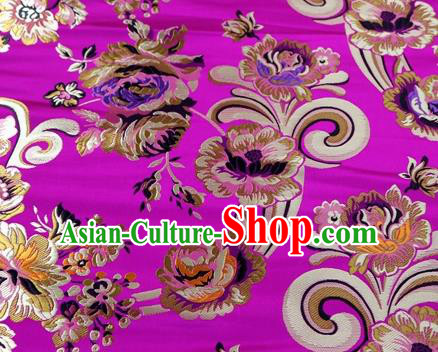 Asian Chinese Traditional Tang Suit Royal Flowers Pattern Rosy Nanjing Brocade Fabric Silk Fabric Material