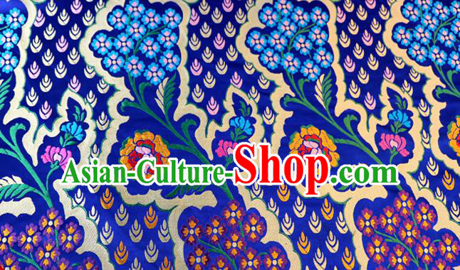 Asian Chinese Traditional Royalblue Nanjing Brocade Fabric Tang Suit Royal Pattern Silk Fabric Material