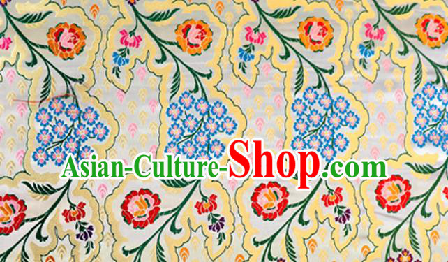 Asian Chinese Traditional White Nanjing Brocade Fabric Tang Suit Royal Pattern Silk Fabric Material