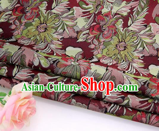 Asian Chinese Traditional Royal Pattern Wine Red Brocade Fabric Tang Suit Silk Fabric Material