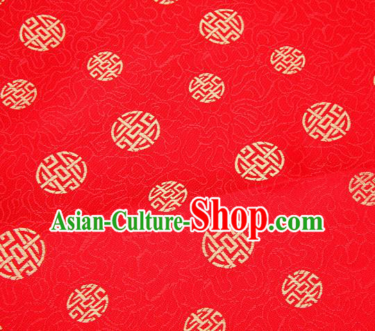 Asian Chinese Traditional Royal Longevity Pattern Red Brocade Fabric Tang Suit Silk Fabric Material