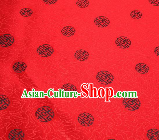 Asian Chinese Traditional Royal Black Longevity Pattern Red Brocade Fabric Tang Suit Silk Fabric Material