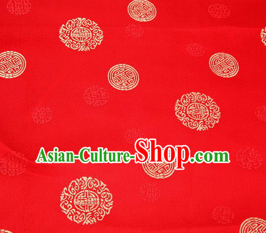 Asian Chinese Traditional Round Pattern Red Brocade Fabric Tang Suit Silk Fabric Material
