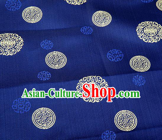 Asian Chinese Traditional Round Pattern Royalblue Brocade Fabric Tang Suit Silk Material