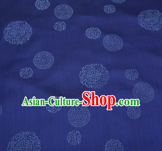 Asian Chinese Traditional Round Pattern Navy Brocade Fabric Tang Suit Silk Material