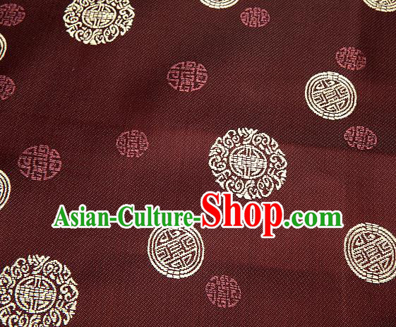 Asian Chinese Traditional Round Pattern Brown Brocade Fabric Tang Suit Silk Material