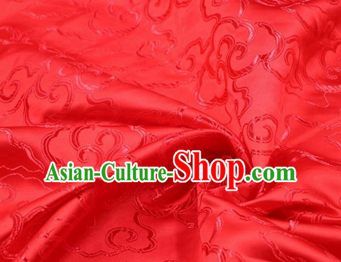 Asian Chinese Traditional Royal Auspicious Clouds Pattern Red Brocade Fabric Tang Suit Silk Fabric Material