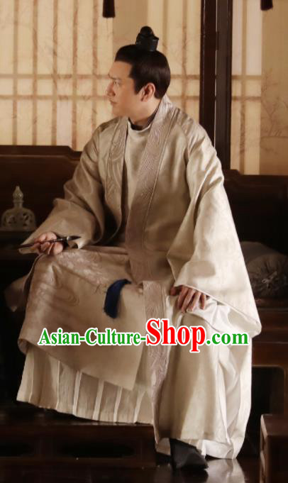 Chinese The Story Of MingLan Ancient Song Dynasty Imperial Academy Scholar Embroidered Historical Costume for Men