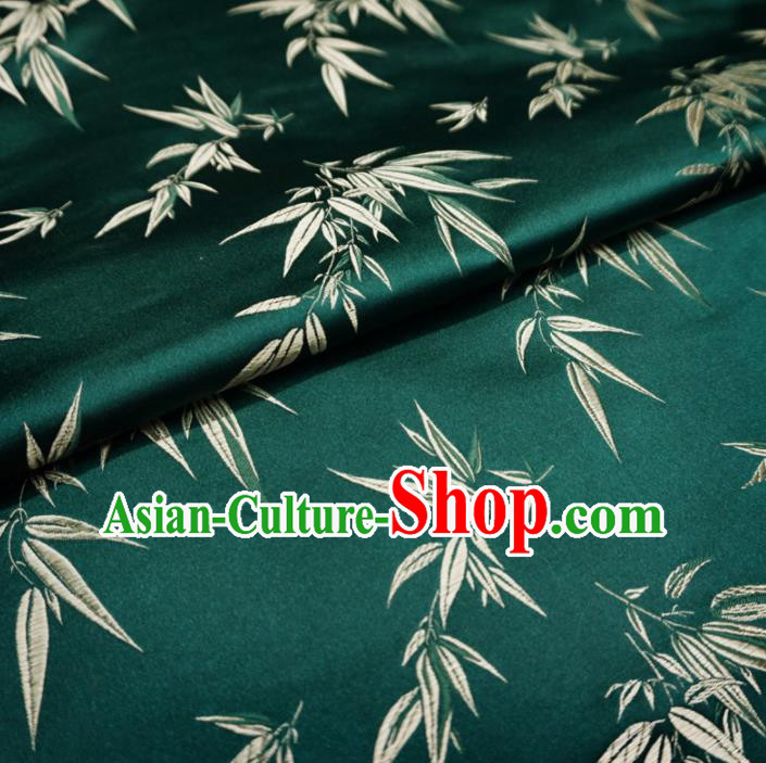 Asian Chinese Traditional Deep Green Brocade Fabric Bamboo Pattern Tang Suit Silk Material