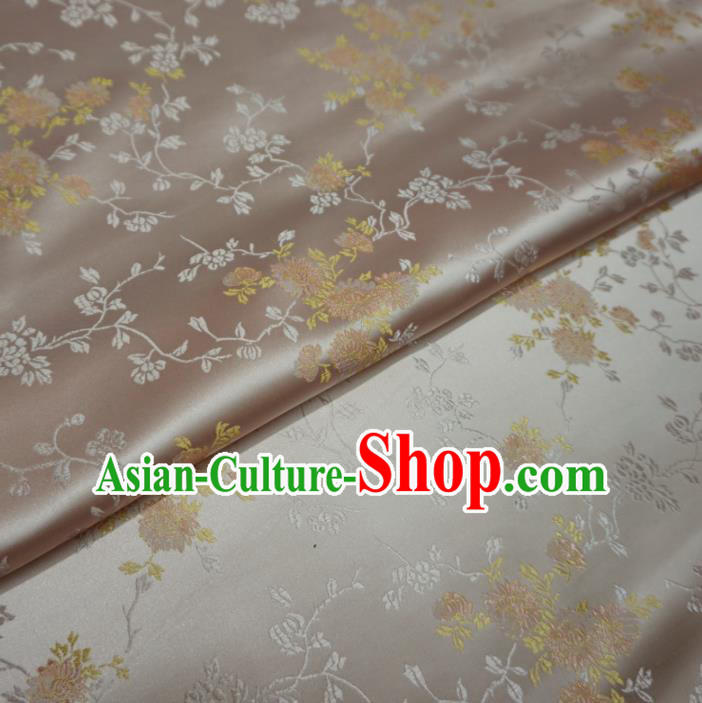 Asian Chinese Traditional Satin Fabric Classical Chrysanthemum Pattern White Brocade Tang Suit Silk Material